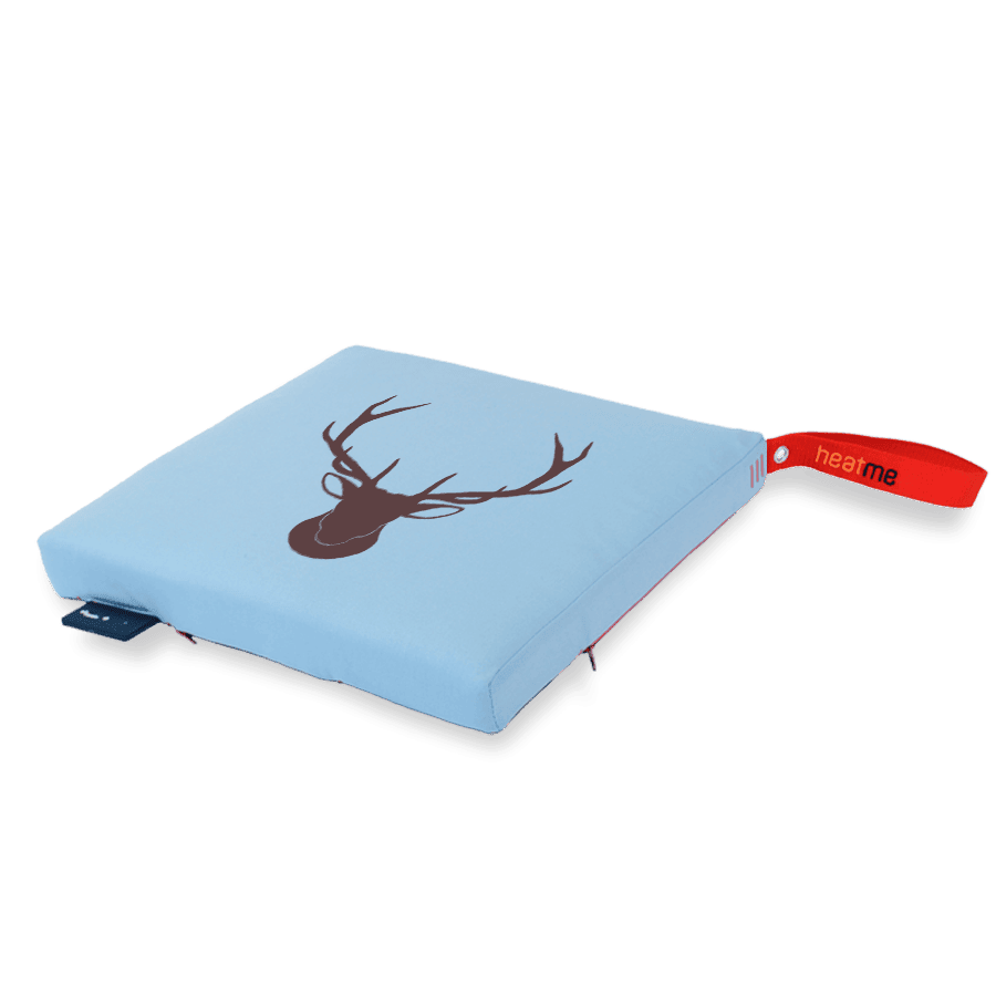 heatme classic Single Akku Heizkissen kabellos Motiv Hirsch hellblau