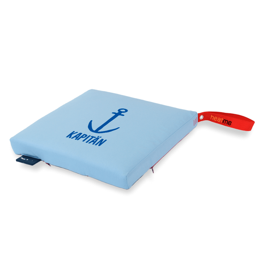 heatme classic Single Akku Heizkissen kabellos Motiv Kapitän hellblau